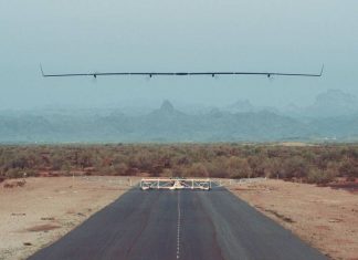 Aquila, Facebook's Internet providing drone taking off.