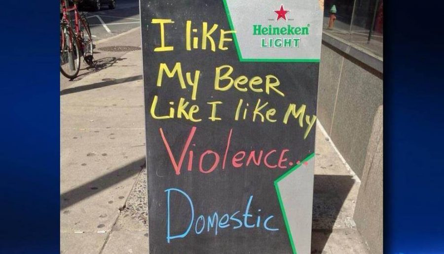 Bar Domestic Violence joke that sparked controversy.