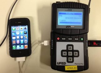 Cellebrite UFED device connected to an iPhone 4.