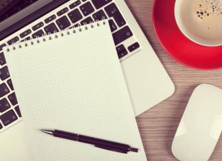 5 tech lifehacks you should know Blank notepad over laptop and coffee cup on office wooden table