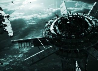 NASA to set an outpost next to the Moon – Deep Space Gateway Military spaceship approaching a space outpost