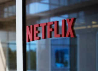 Netflix Logo on glass window