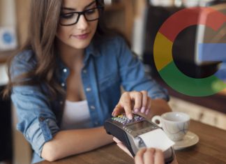 Google goes full creep to see if the ads are working Woman paying with a debit card