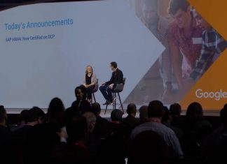 Diane Green and Bernd Leukert on stage