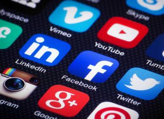 Social Media landscape in May 2017 Smartphone screen with social media app icons