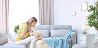 Woman with Pet at Home