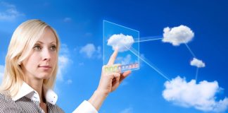 Business Woman Cloud Computing Concept