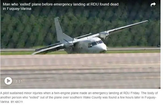 Authorities Investigate Death of Man Who Exited Plane in Mid-Air in North Carolina Authorities Investigate Death of Man Who Exited Plane in Mid-Air in North Carolina